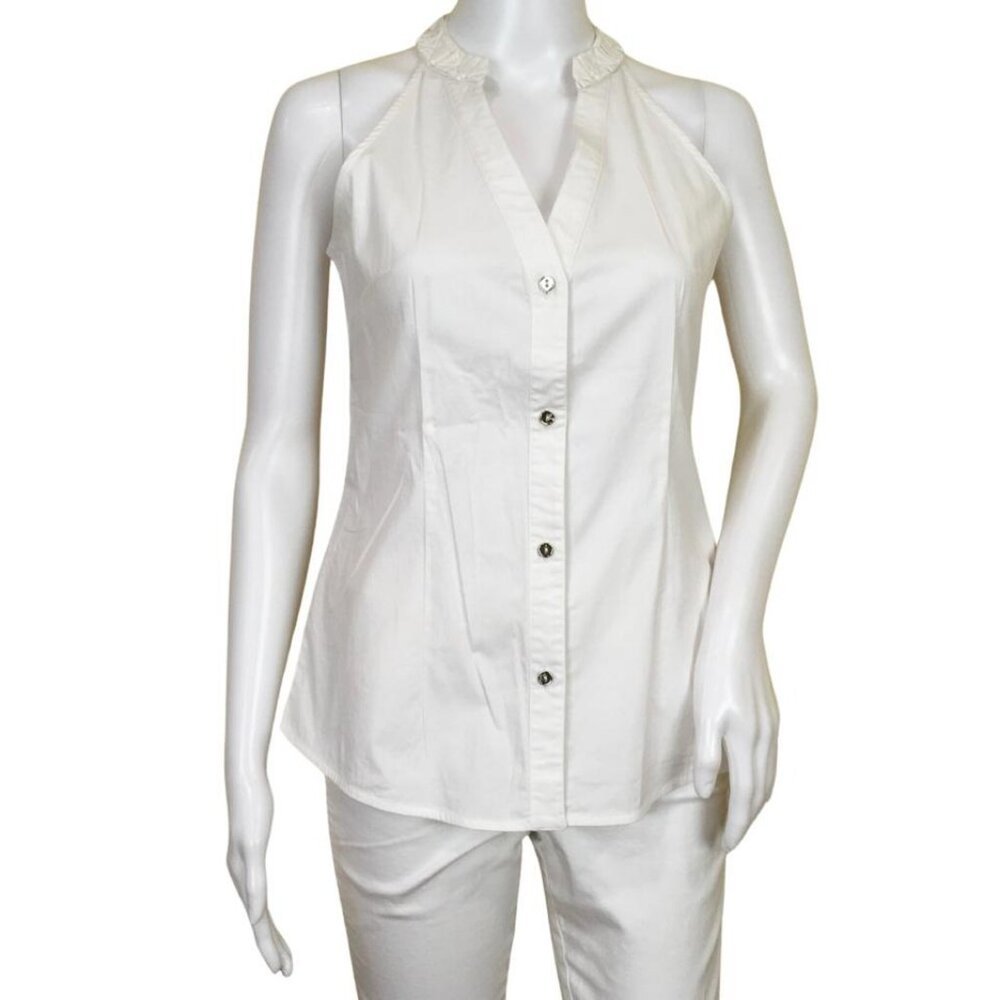 Pre-Owned Ramy Brook Women's Halter Shirt Button Details Sleeveless White Sz 0